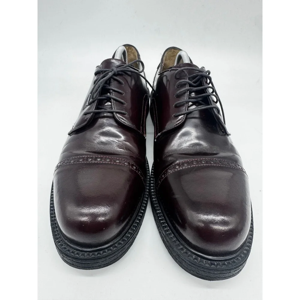 G.H. Bass Mens 13 Burgundy Leather Cap Toe Derby Shoes Made in Italy Brogue‎
